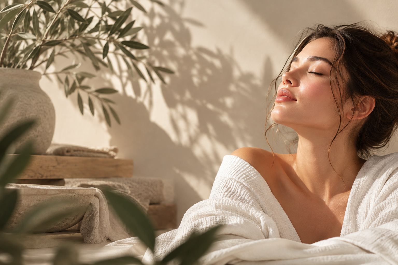 Relaxing facial skincare treatment and self-care experience